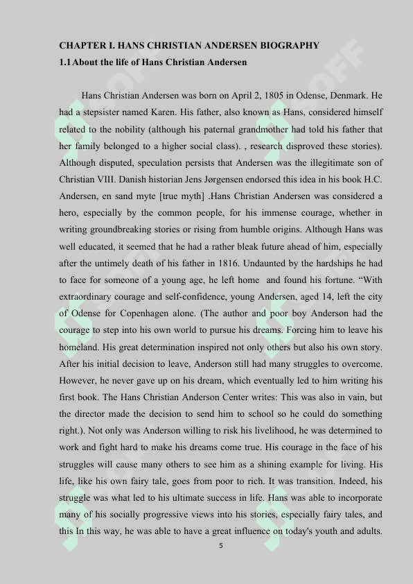 HANS CHRISTIAN ANDERSEN LIFE AND WORKS 5