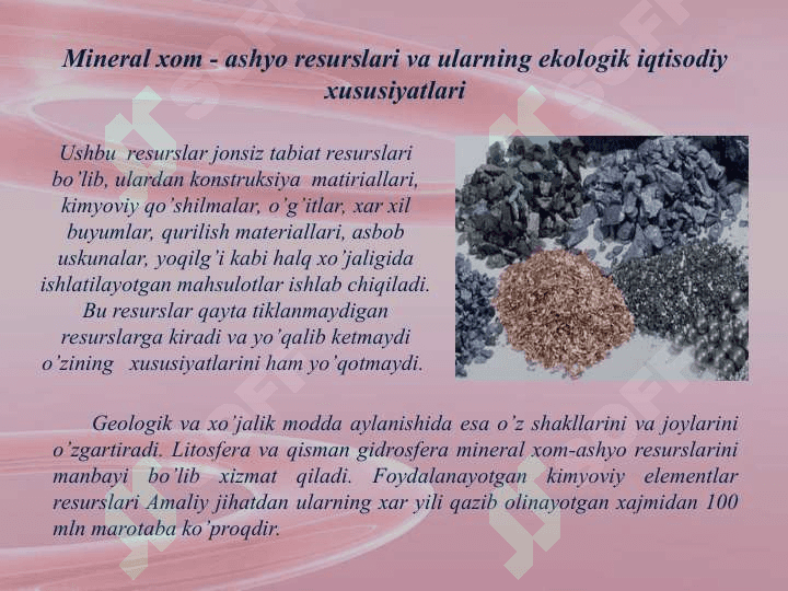 Mineral xomashyo resurslaridan majmuali foydalanish 2