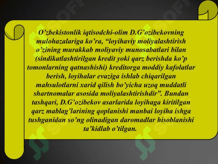 Loyihaviy moliyalashtirish  tushunchasi va xususiyatlari 4