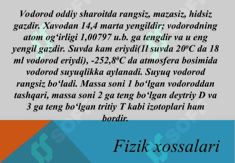 Vodorod  elementining  xossalari 7