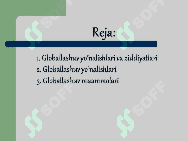 Jahon iqtisodiyotining globallashuv muammolari va ularning guruhlanishi 2