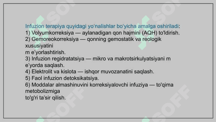 INFUZION TERAPIYA KORSATMA VA QARSHI KO’RSATMA 6