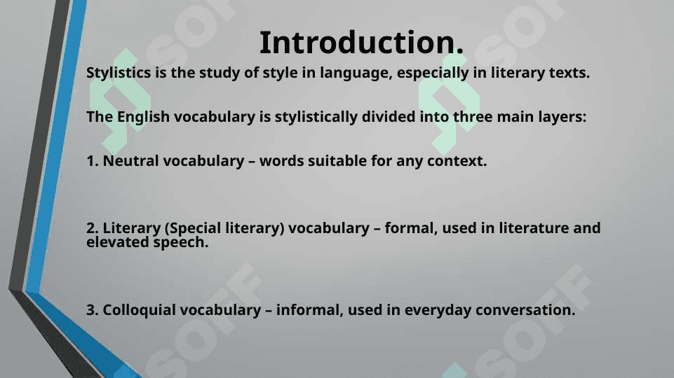 Stylistic Classification of the English Vocabulary.Special Literary Vocabulary. 2