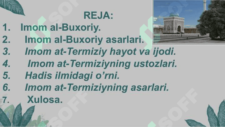 Imom Buxoriy va Imom at-Termiziyning hadis ilmiga qo'shgan hissalari 2
