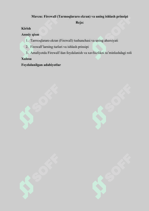 Firewall (Tarmoqlararo ekran) va uning ishlash prinsipi 2