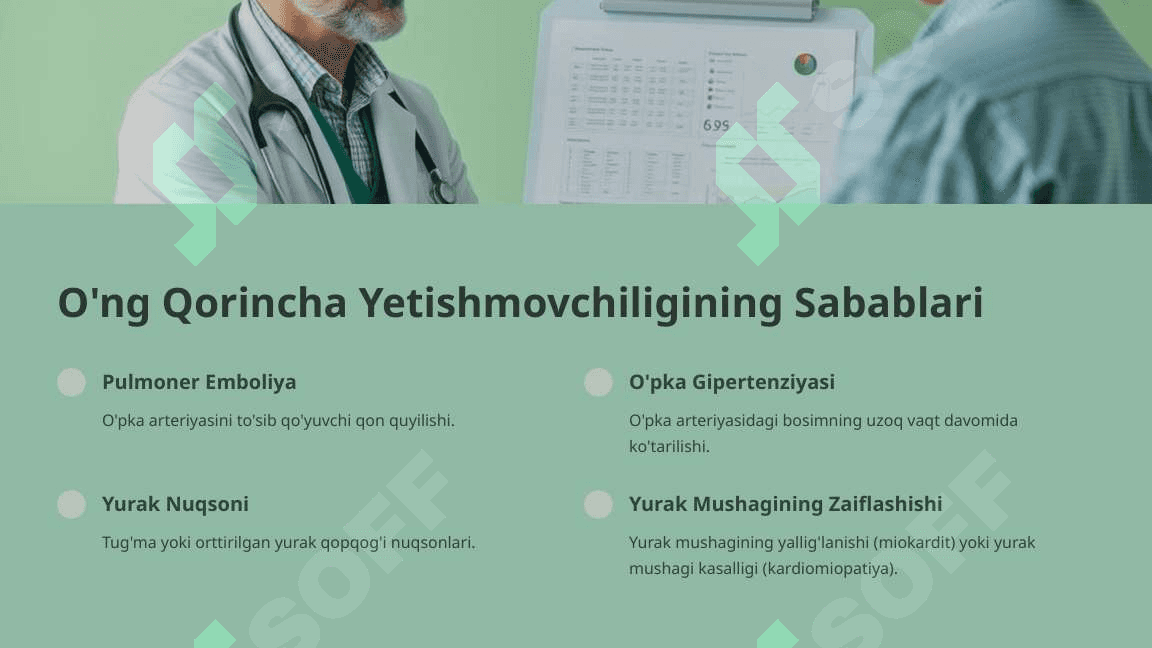 O’ng qorincha yetishmovchiligining gemodinamikasi. 5