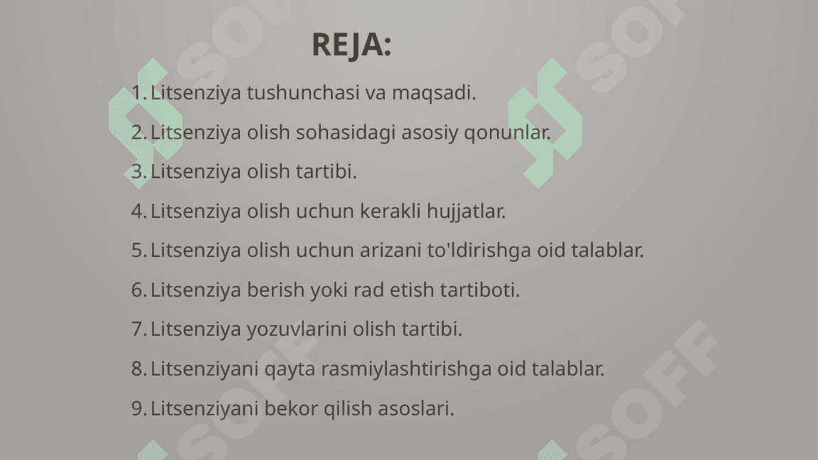 Tadbirkorlik subyektlarining litsenziya olish tartibi. 2