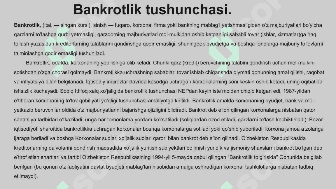 Tadbirkorlik subyektida bankrotlilik 3
