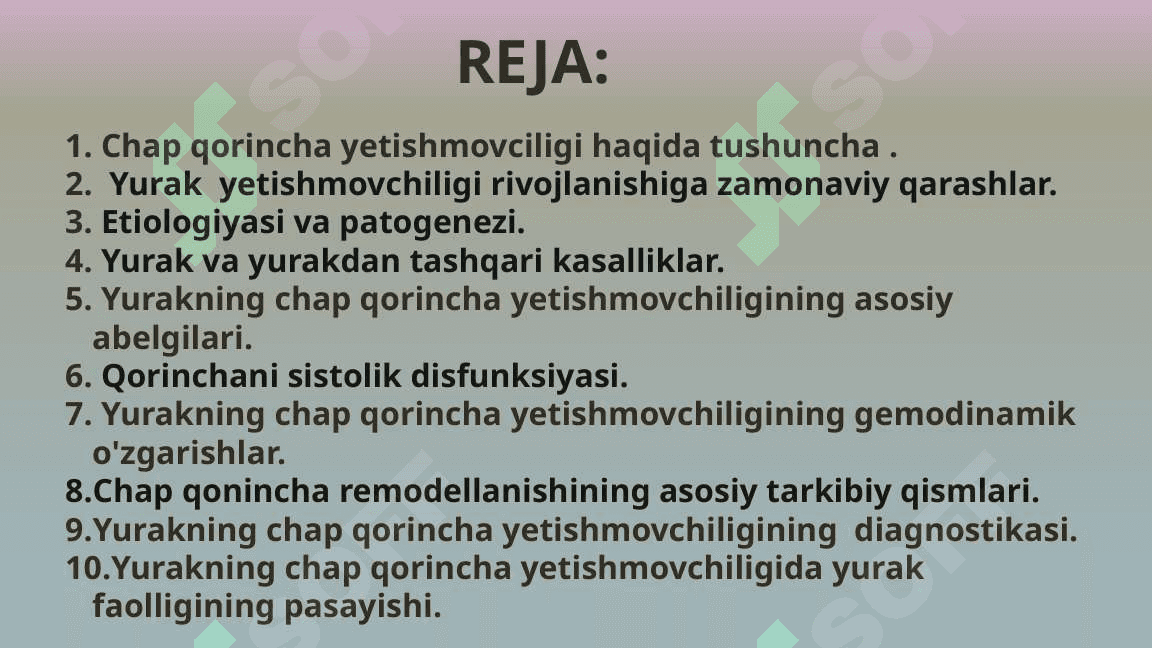 Yurakning chap qorincha yetishmovchiligining gemodinamikasi. 2