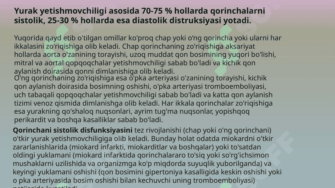 Yurakning chap qorincha yetishmovchiligining gemodinamikasi. 8