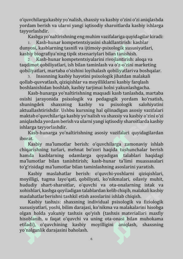 Kasb-hunarga yo'naltirish asoslari 6