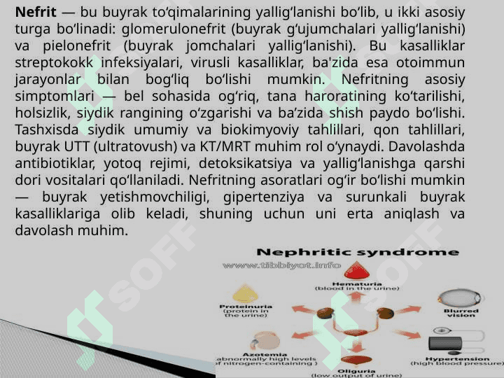 Sistit, Nefrit, Perit, qovuqni yalligʻlanishi 4