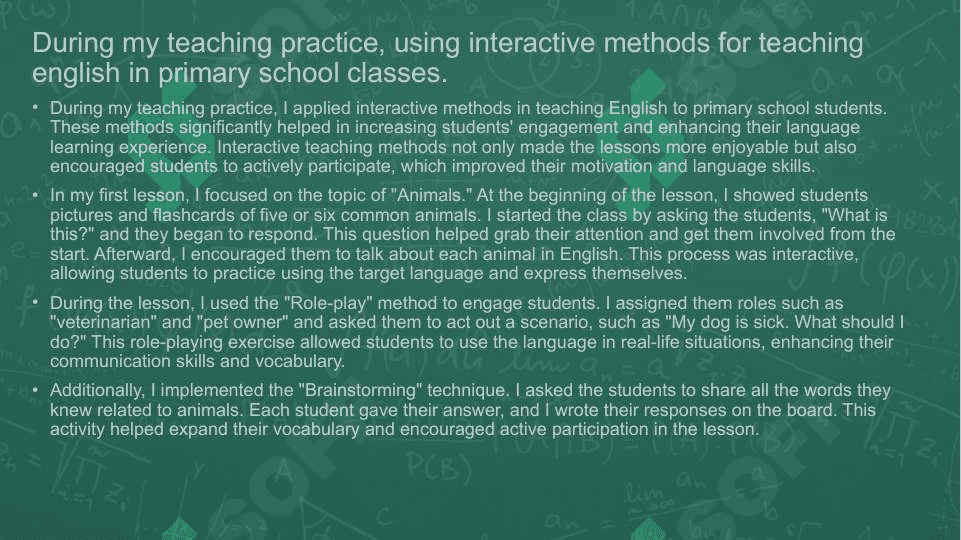 During my teaching practice. 3