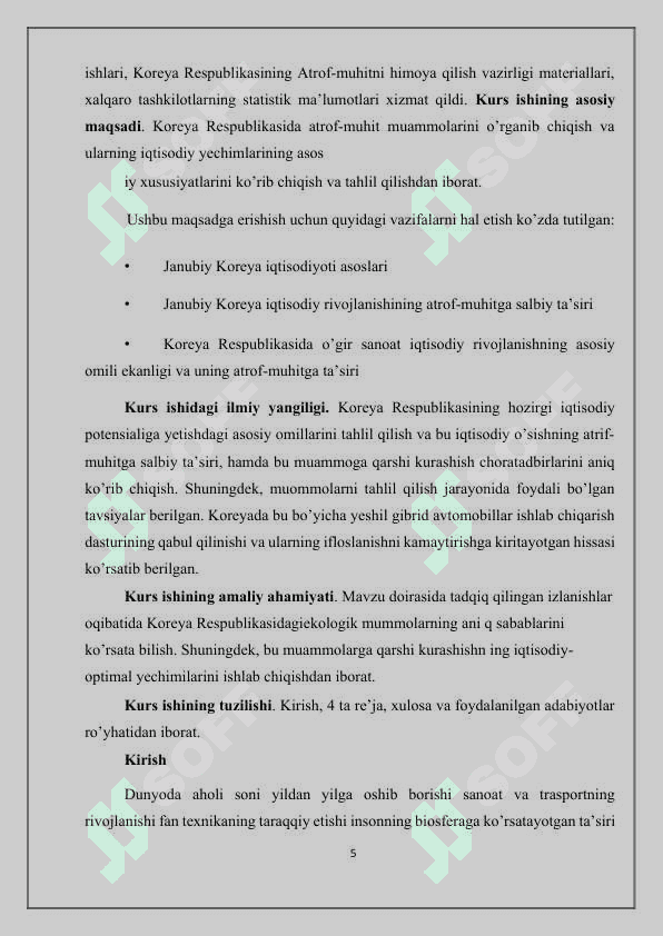 Koreya Respublikasida ekologik muammolar va ularni bartaraf etishning iqtisodiy yo’llari 5