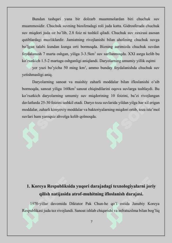 Koreya Respublikasida ekologik muammolar va ularni bartaraf etishning iqtisodiy yo’llari 7