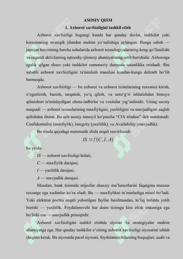 Axborot xavfsizligini tashkil etish va aktivlarni boshqarish 4