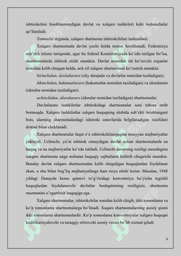 Xalqaro shartnomalarning shakli, tuzilishi 6