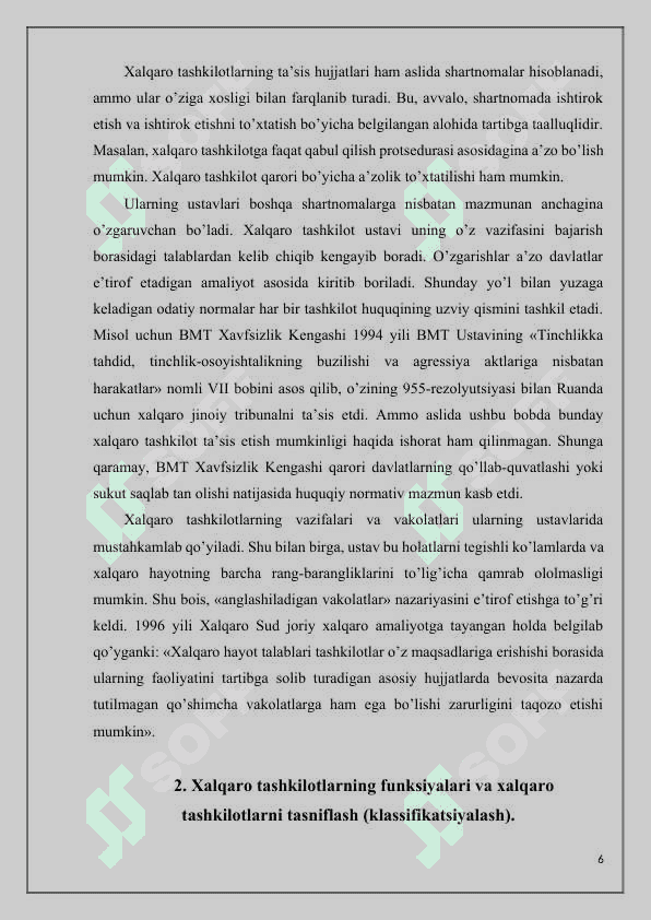 Xalqaro tashkilotlarning asosiy funksiyalari 6