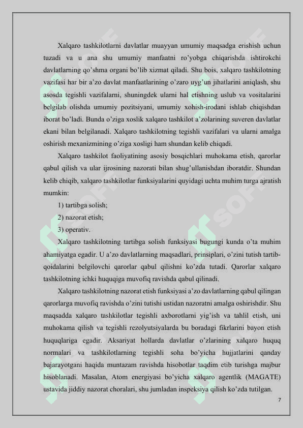 Xalqaro tashkilotlarning asosiy funksiyalari 7
