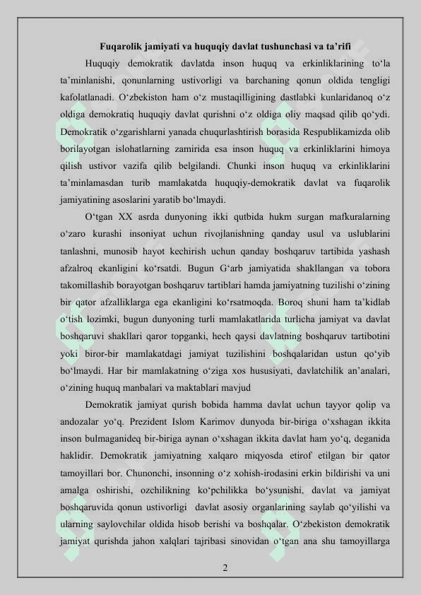 Fuqarolik jamiyati va huquqiy davlat tushunchasi va ta’rifi 2