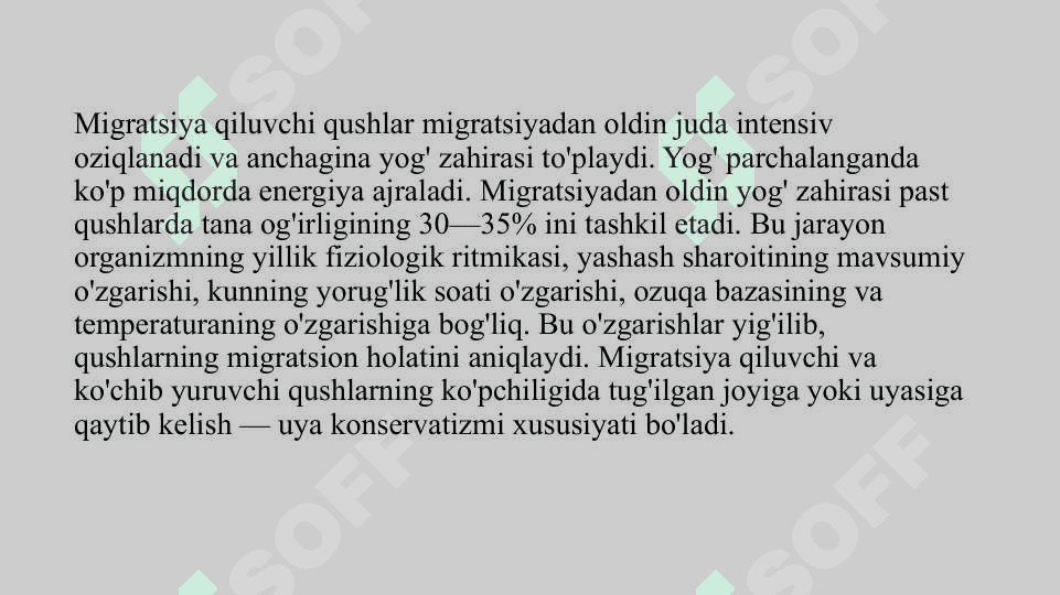 Uchib ketuvchi qushlar asosiy turlarining hayoti. 7