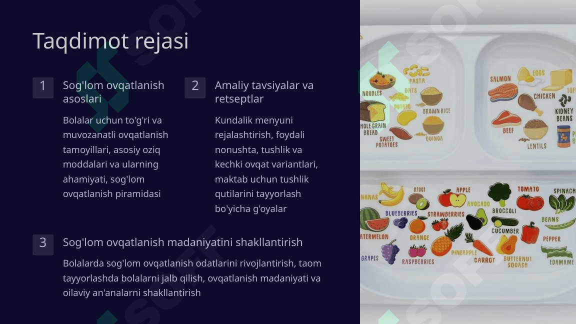 Bolalar uchun sog'lom ovqatlanish tamoyillari va tavsiyalari 2