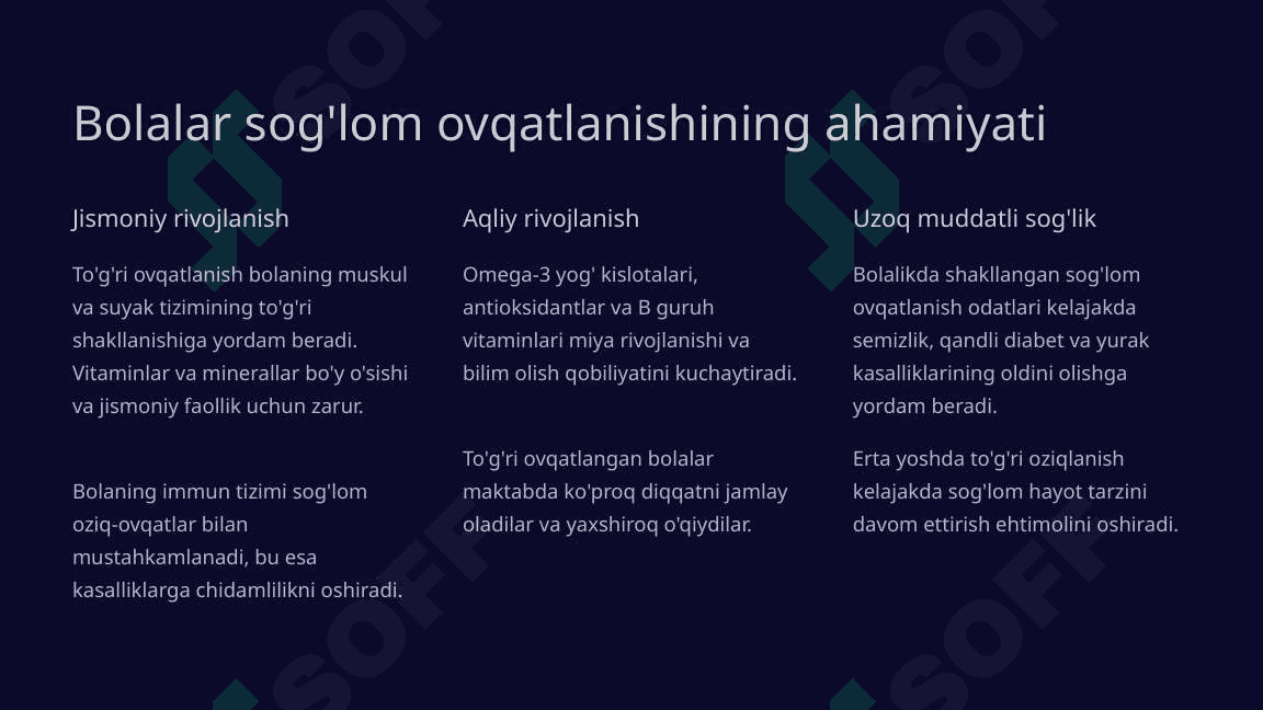 Bolalar uchun sog'lom ovqatlanish tamoyillari va tavsiyalari 3
