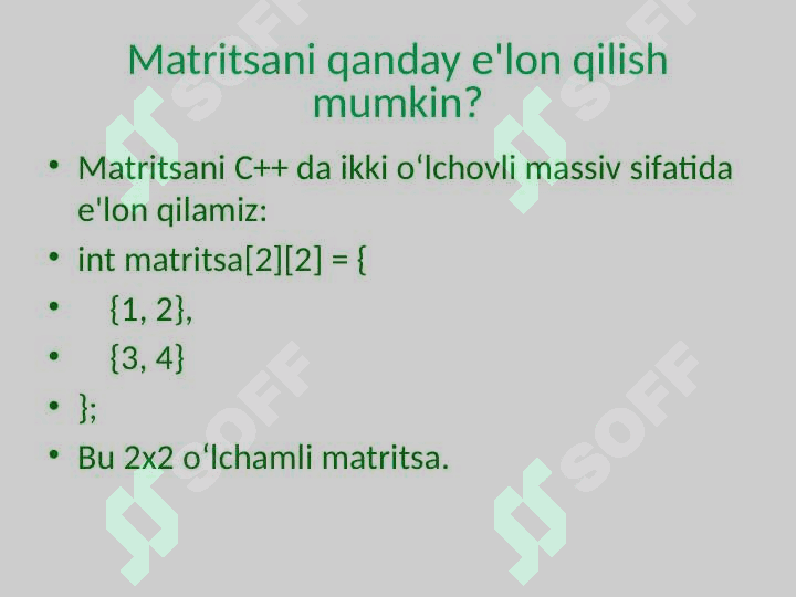 Matritsani tashkil etish 3