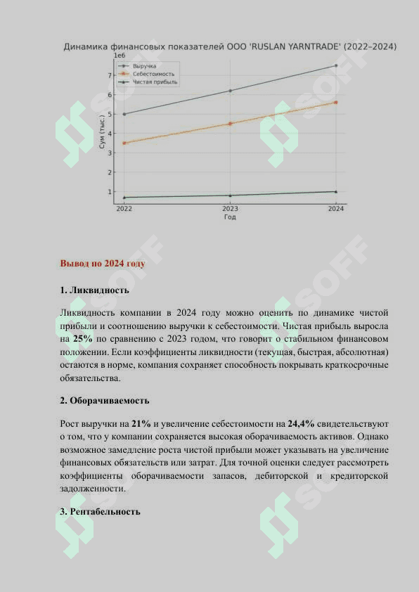 Сравнительный анализ компании ООО RUSLAN YARNTRADE (2022–2024 годы) 2