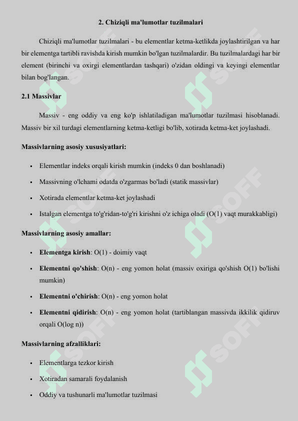 Kurs ishi: Algoritmlar va ma'lumotlar tuzilmasi 6