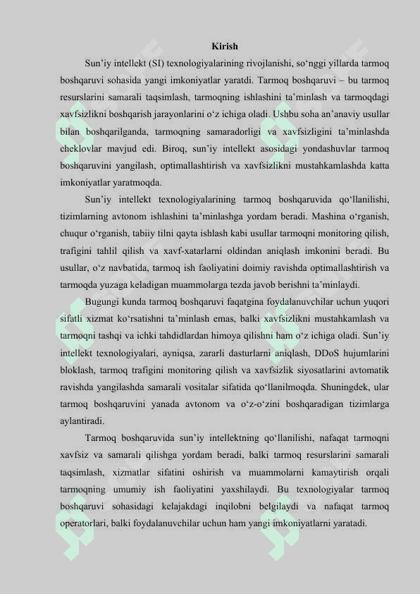 Sun’iy intellekt asosida tarmoq boshqarish texnologiyalari 3