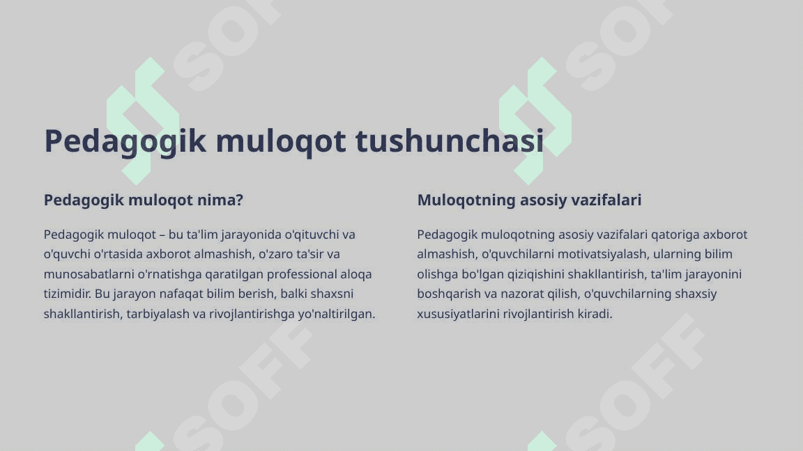 Pedagogik muloqot va o'qituvchi-nazorat munosabatlari 3