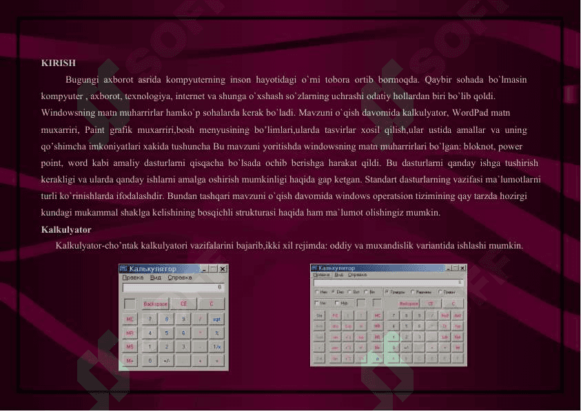 Windowsning standart dasturlari va ularning vazifalari 2