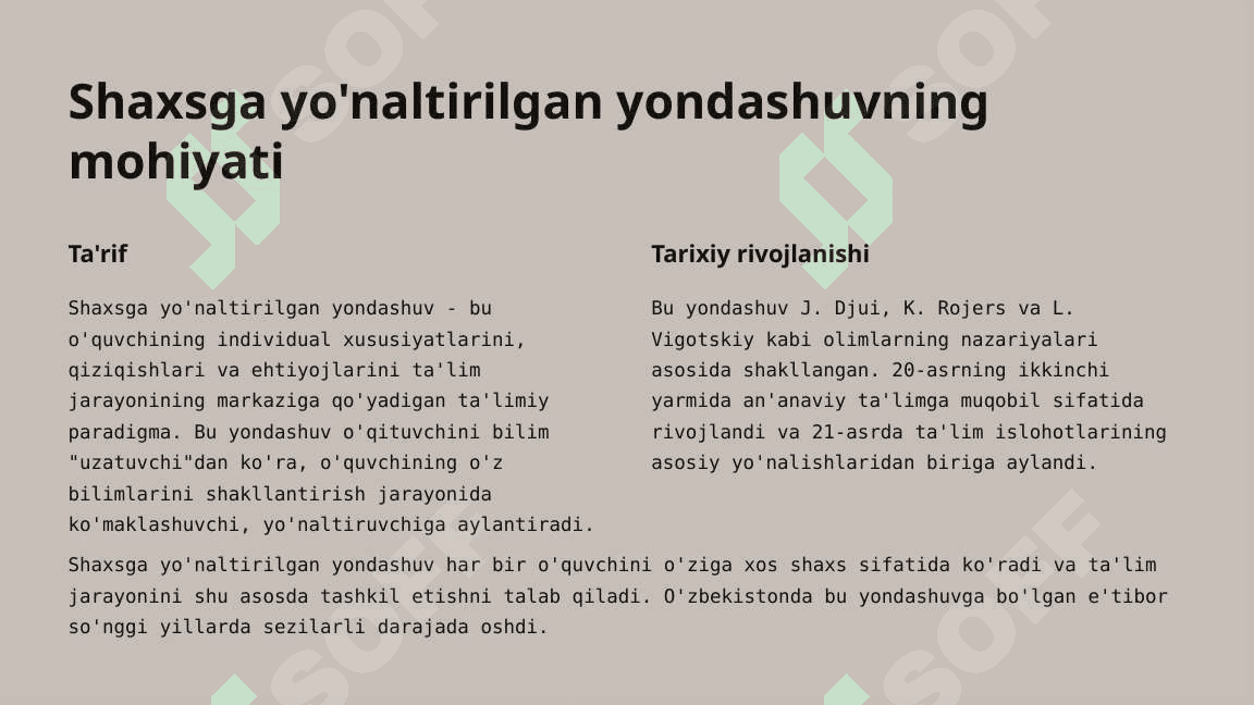 Ta'limda shaxsga yo'naltirilgan yondashuvning afzalliklari 3