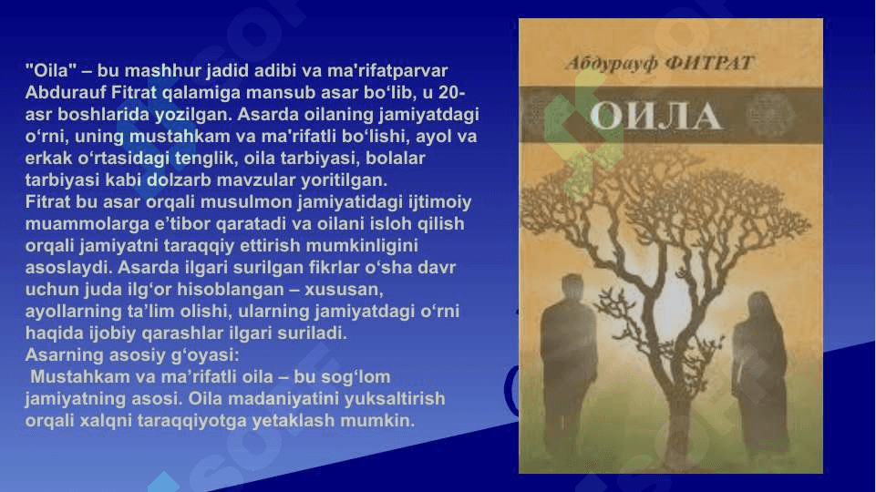 Abdurauf Fitratning Oila asari dagi oila qurish tartiblari va farzand tarbiyasiga oid g'oyalar 4
