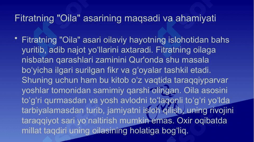 Abdurauf Fitratning Oila asari dagi oila qurish tartiblari va farzand tarbiyasiga oid g'oyalar 5