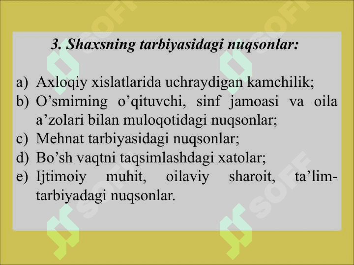 TARBIYASI   QIYIN   BOLALAR   VA O’SMIRLAR   BILAN   ISHLASHDAGI MUAMMOLAR   PSIXOLOGIK   TALAB   VA   TAVSIYALAR 6