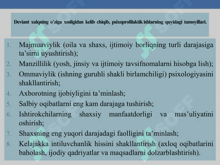 XULQ  OG’ISHINING  OLDINI  OLISH VA  UNI  BARTARAF  ETISH BO’YICHA  PSIXOLOGIK  TA’SIR CHORALARI 3