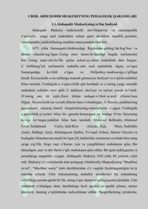 Abduqodir Shakuriyning ta’lim tarbiyani rivojlantirishda tutgan o’rni 5
