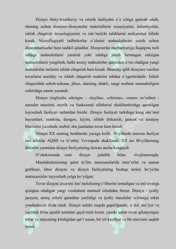 Tovarlar dizayni va unda ranglar uyg’unligini ta’minlashning xususiyatlari 4