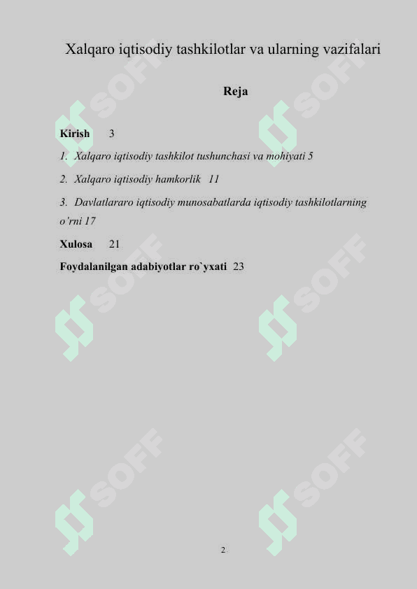 Xalqaro iqtisodiy tashkilotlar va ularning vazifalari 2
