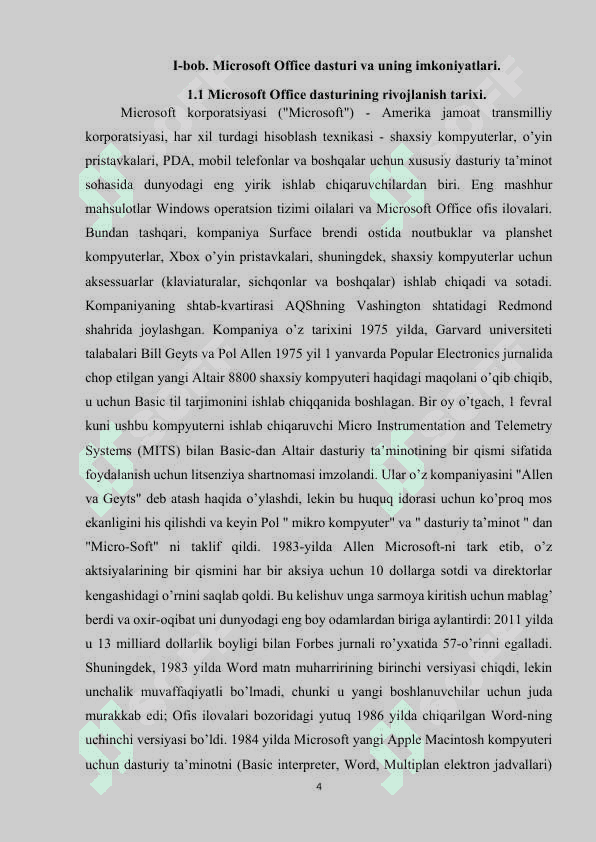 Microsoft Office dasturini o’qitish metodikasi 4