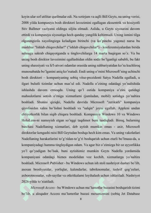 Microsoft Office dasturini o’qitish metodikasi 8