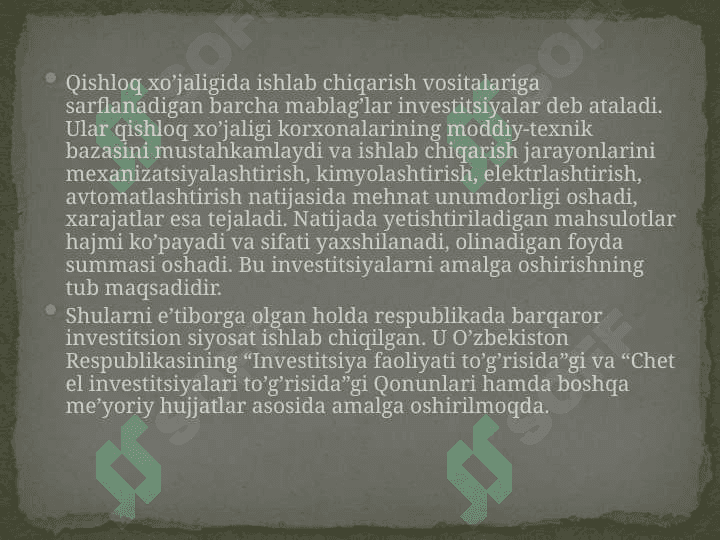 Qishloq xo'jaligida investitsiyalar hisobi va ularni moliyaviy hisobotda aks attirish. 3