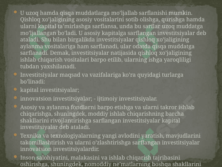 Qishloq xo'jaligida investitsiyalar hisobi va ularni moliyaviy hisobotda aks attirish. 5