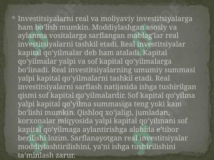 Qishloq xo'jaligida investitsiyalar hisobi va ularni moliyaviy hisobotda aks attirish. 6