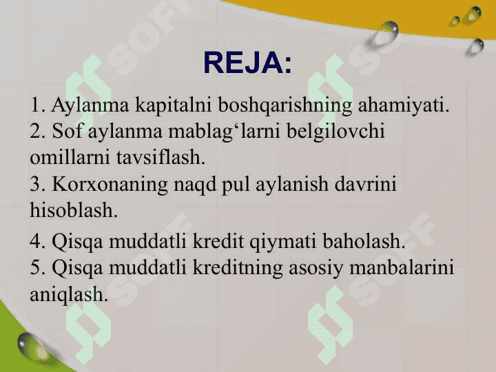 Aylanma kapitalni boshqarish 2