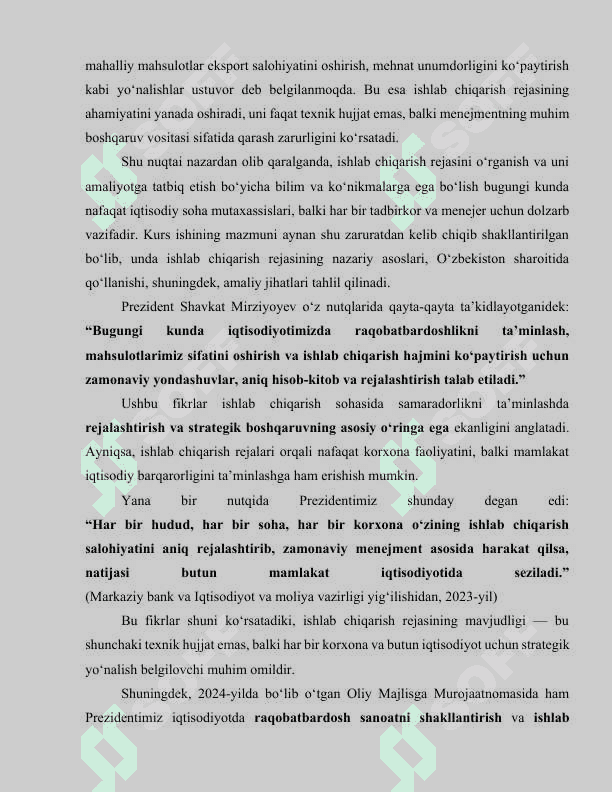 ISHLAB CHIQARISH REJASI 3