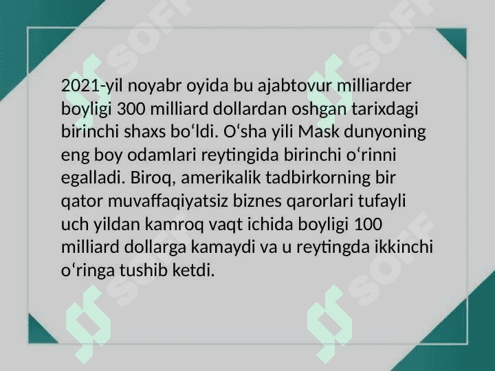 Dunyo milliarderlari top 10taligi 6