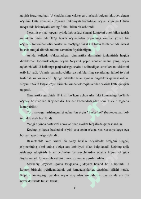 Basketbolning kelib chiqishi va rivojlanish tarixi 5